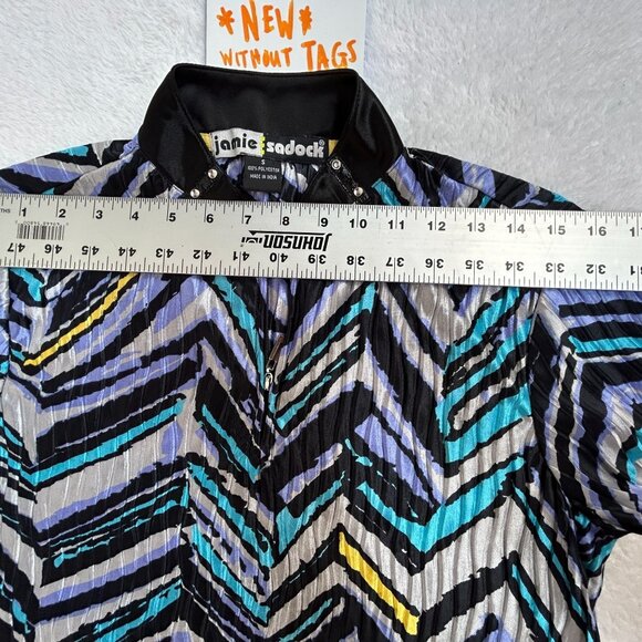 Jamie Sadock Womens Chevron Crinkle Short Sleeve Active Top Small Black NWOT - Picture 6 of 8